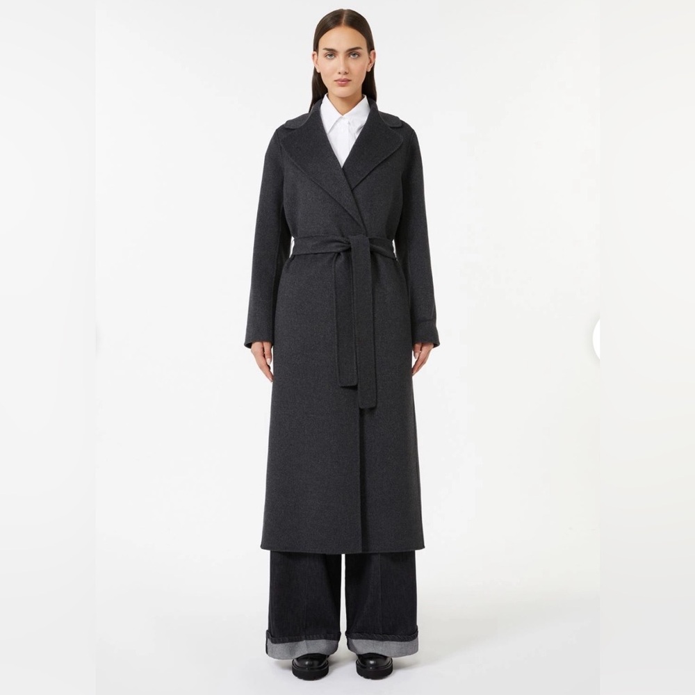 MaxMara Gray Wool Wrap Coat - size 12 new with tags